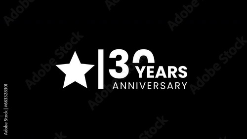30 years anniversary motion graphic 4K footage with star. .4K motion animation.