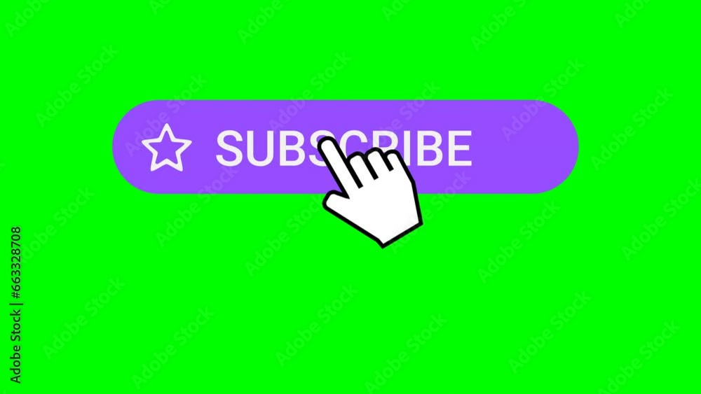 Flat style animation in English of a purple follow button with a heart on which a mouse pointer in the shape of an hand clicks to reveal a subscribe button. The pointer clicks on the button again. Flat style animation in English of a purple follow button with a heart on which a mouse pointer in the shape of an hand clicks to reveal a subscribe button. The pointer clicks on the button again.