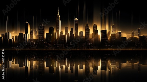 Modern cityscape building isolated gold color background. AI generated image © prastiwi