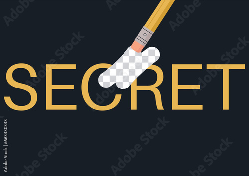 A yellow pencil with an eraser tip rubbing out a secret sign, gradually revealing a transparent layer underneath