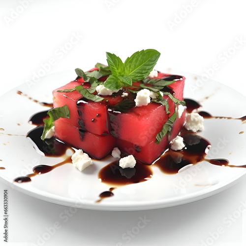Watermelon Salad with Feta Cheese and Balsamic Vinegar