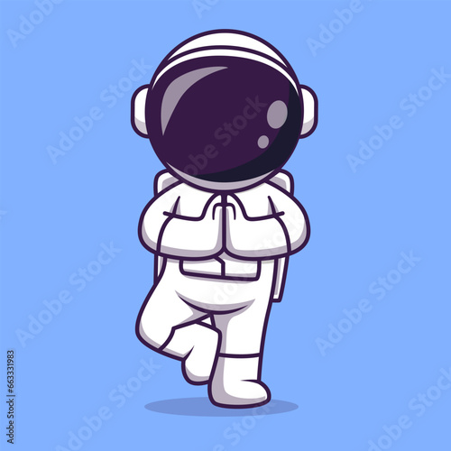 Cute Astronaut Meditating Yoga Cartoon Vector Icon
Illustration. Science Technology Icon Concept Isolated
Premium Vector. Flat Cartoon Style