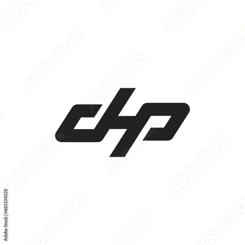 The monogram is the letter d, h and p. Elegant and outline.