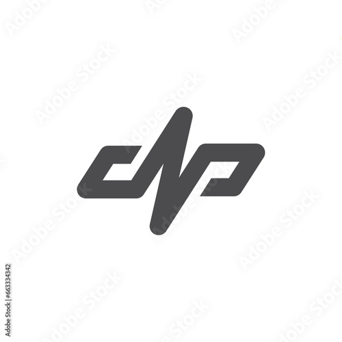 The monogram is the letter d, N and p. Elegant and outline.