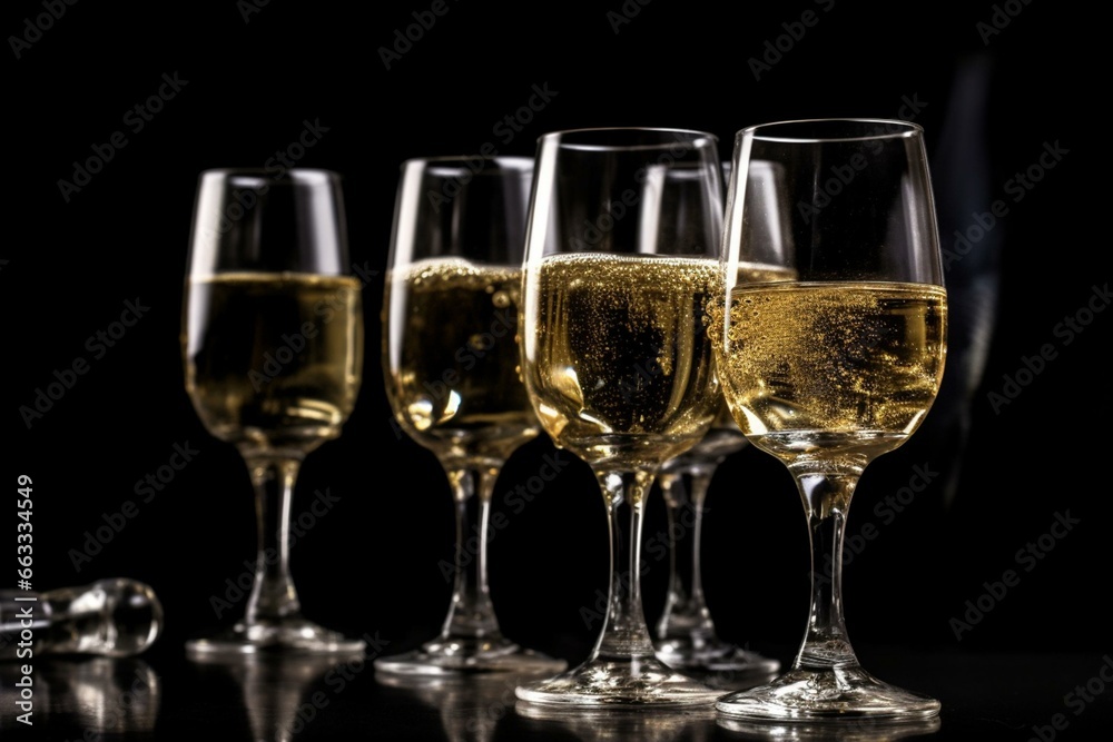 Champagne toast, champagne glasses, New Year's Eve party, isolated. Generative AI