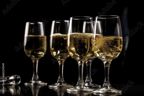 Champagne toast, champagne glasses, New Year's Eve party, isolated. Generative AI