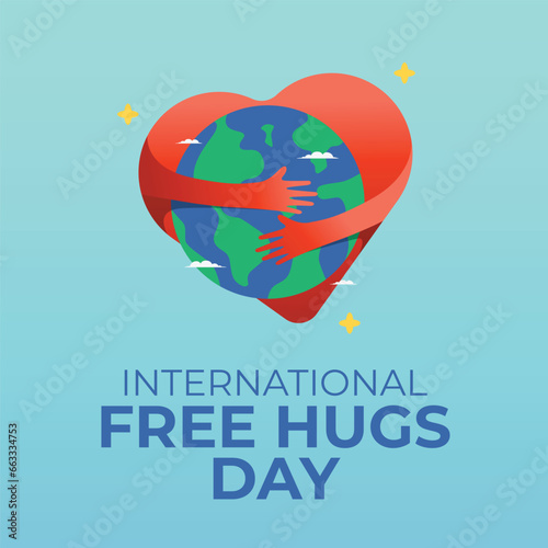 International Free Hugs Day design template good for celebration usage. hugs design template. heart vector illustration. vector eps 10. flat design.