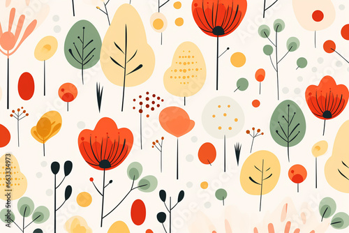 Set of hand drawn autumn leaves. Vector illustration in flat style.