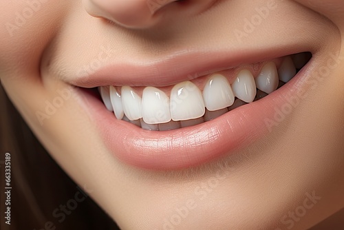 Close up of a smile with nice white teeth.