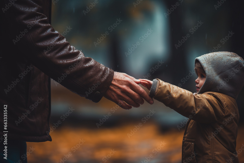 Father giving hand to a child Father giving hand to a child