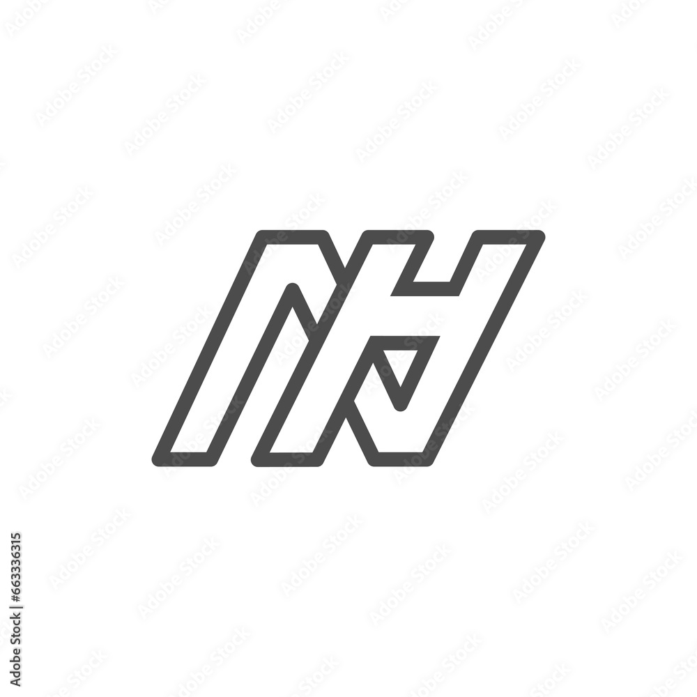 The monogram is the letter N and H. Elegant and outline. The monogram is the letter N and H. Elegant and outline.