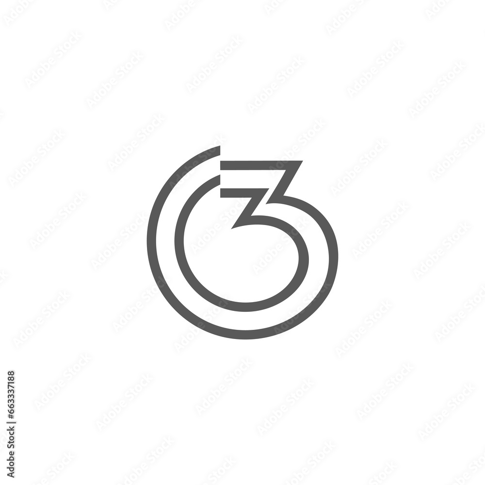 The monogram is the number 3 and 3. Elegant and outline.