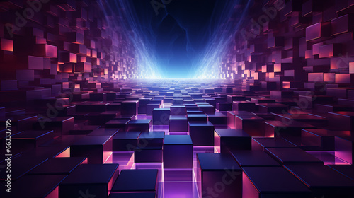 abstract purple glowing cosmic perspective with fractals, light and cubes background 16:9 widescreen wallpapers