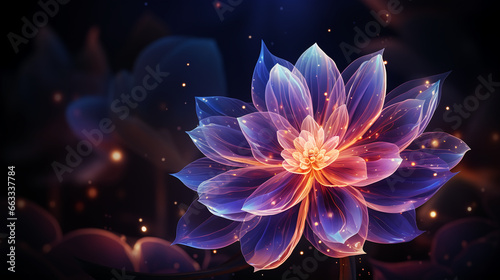 Fototapeta Naklejka Na Ścianę i Meble -  abstract cosmic perspective with glowing colorful flowers background 16:9 widescreen wallpapers