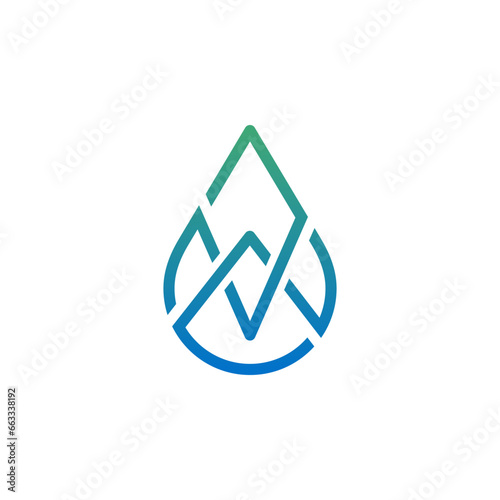 The monogram is the letter A and V water. Outline, elegant and outline. photo