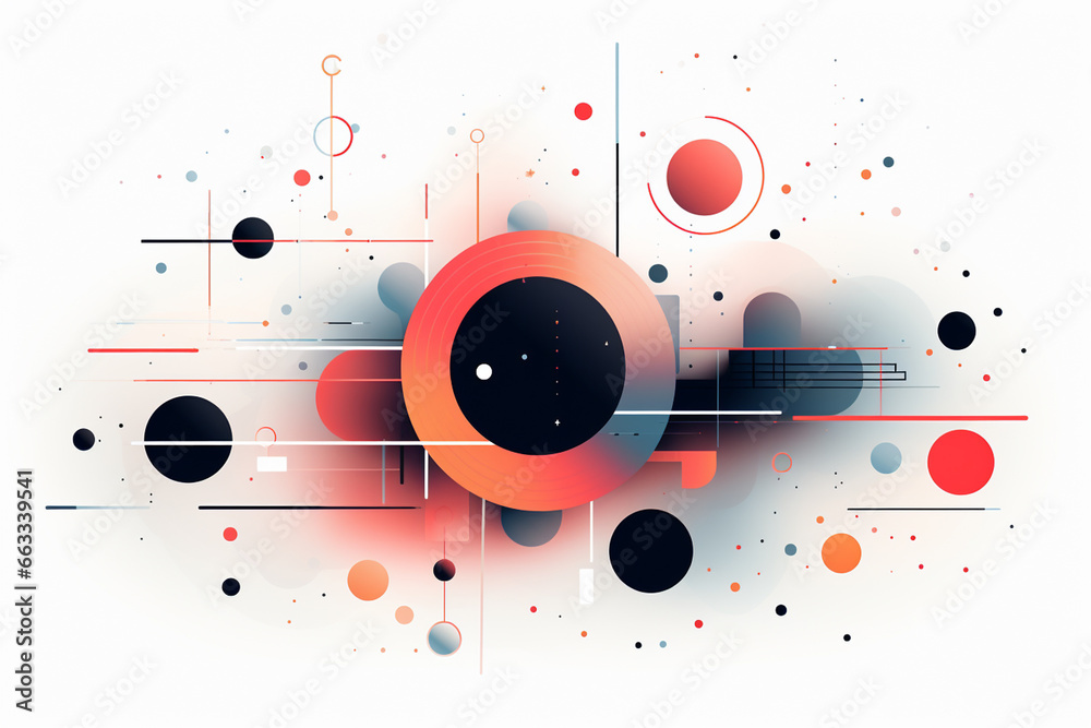Obraz premium Abstract colorful geometric background with shapes circles and dots. Vector illustration for your design