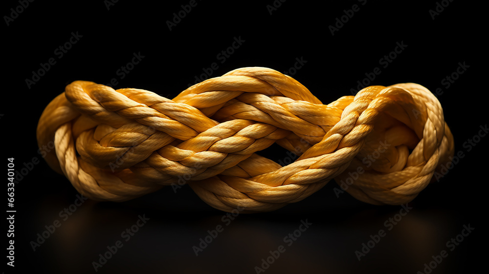 the gordian knot of rough rope is isolated on a black background the gordian knot of rough rope is isolated on a black background