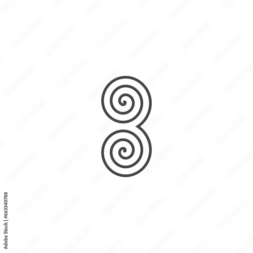 The monogram is the number 3 and spiral. Elegant and outline. The monogram is the number 3 and spiral. Elegant and outline.