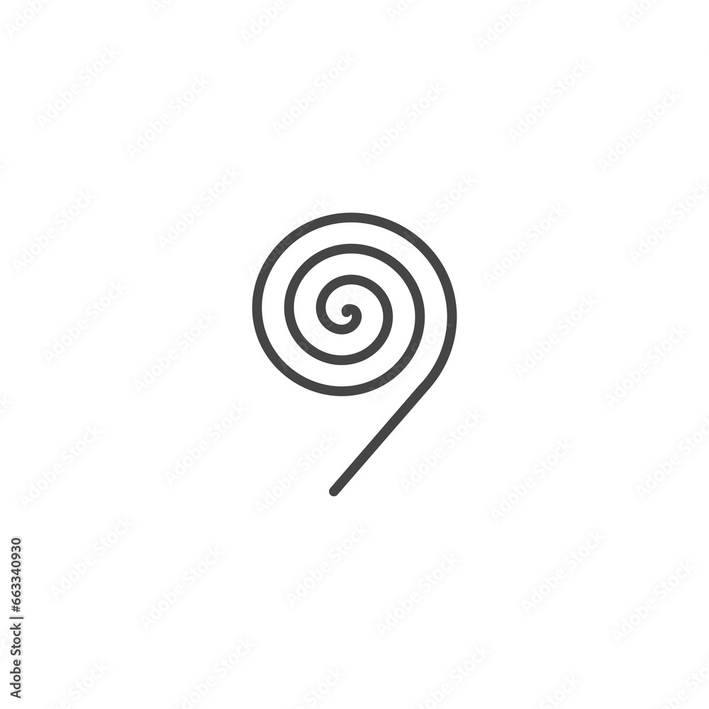 The monogram is the number 9 and spiral. Elegant and outline. The monogram is the number 9 and spiral. Elegant and outline.