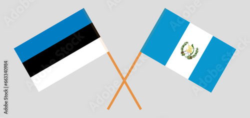 Crossed flags of Estonia and Guatemala. Official colors. Correct proportion photo