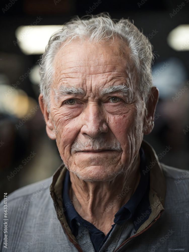 Portrait of senior factory worker smiling looking at camera standing, Aged man working in an industrial factory, Elderly engineer leader. ai generative Portrait of senior factory worker smiling looking at camera standing, Aged man working in an industrial factory, Elderly engineer leader. ai generative