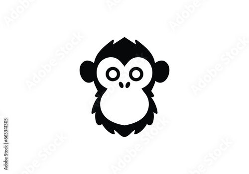 Unique style minimal style monkey icon illustration design-01