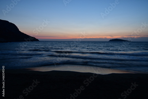 sunset in kalymnos greece long exposure waves ocean