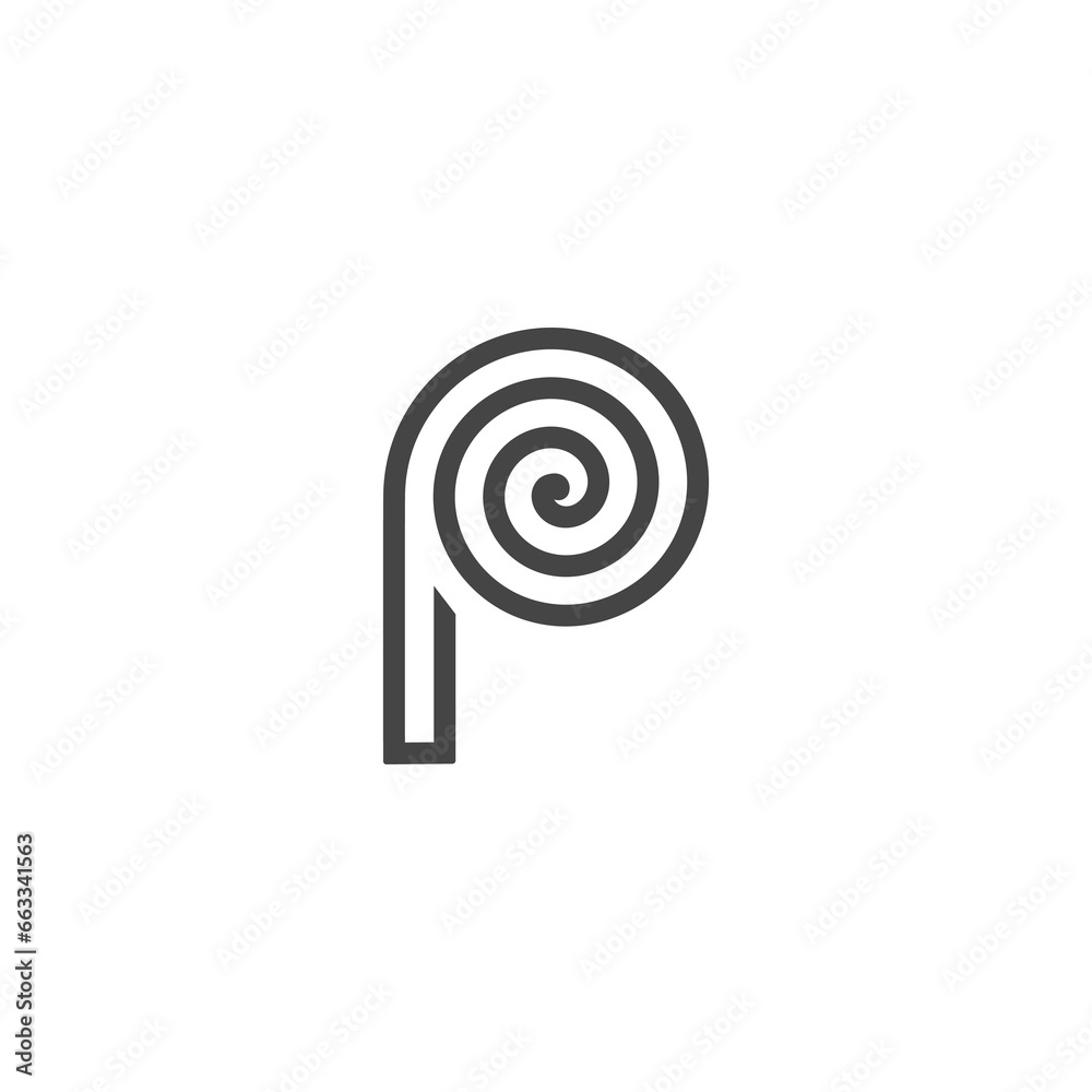 The monogram is the letter P and spiral. Elegant and outline. The monogram is the letter P and spiral. Elegant and outline.