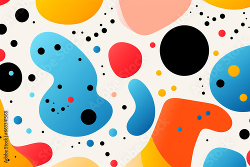 Abstract seamless pattern with geometric shapes, dots, lines and spots. Vector illustration.