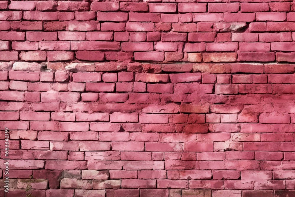 Obraz premium A striking background old, pink brick wall with cracked, shabby paint