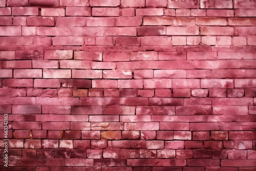 A striking background old, pink brick wall with cracked, shabby paint