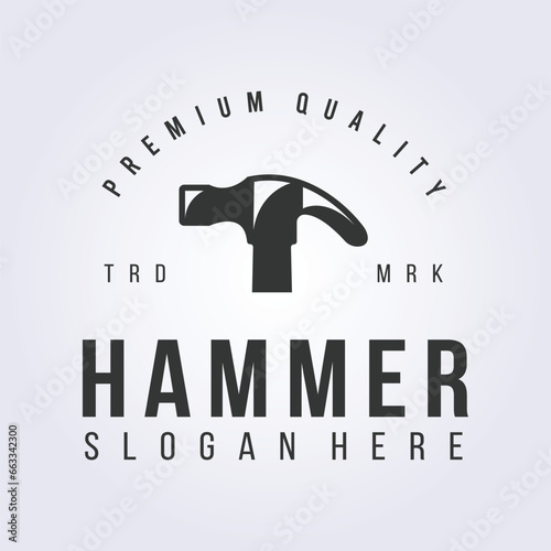 hammer icon symbol, carpenter logo vector illustration design, workshop of woodworker template design