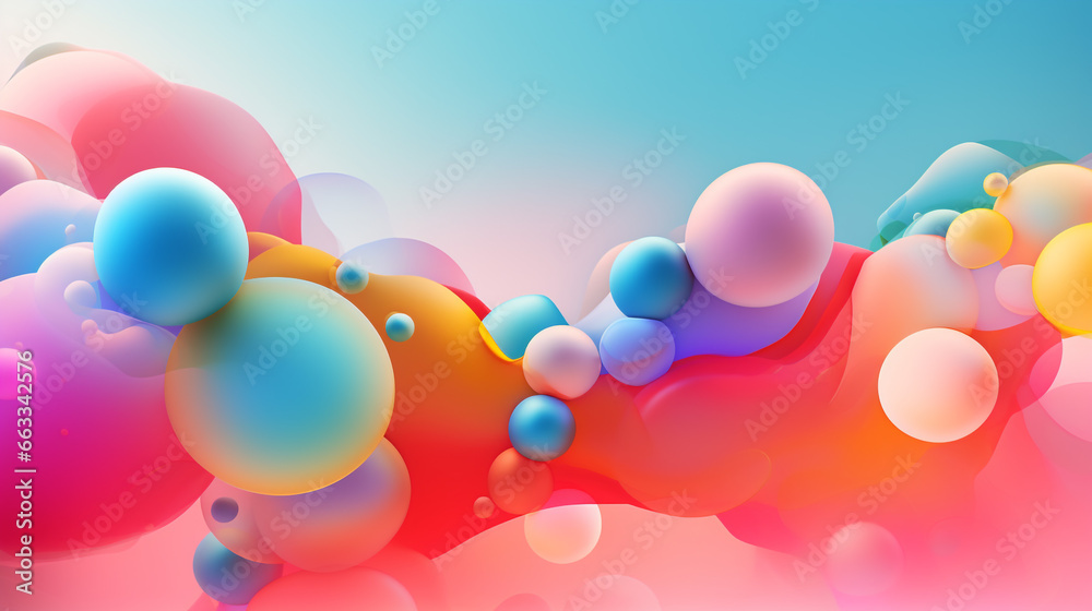 Colorful bubbles with colorful gradients and various sizes. Image concept for desktop wallpaper and banner. 
