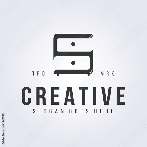 creative s initial of cupboard furniture logo vector illustration template icon symbol design