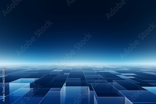 Abstract depth dark blue and white background adorned with squares