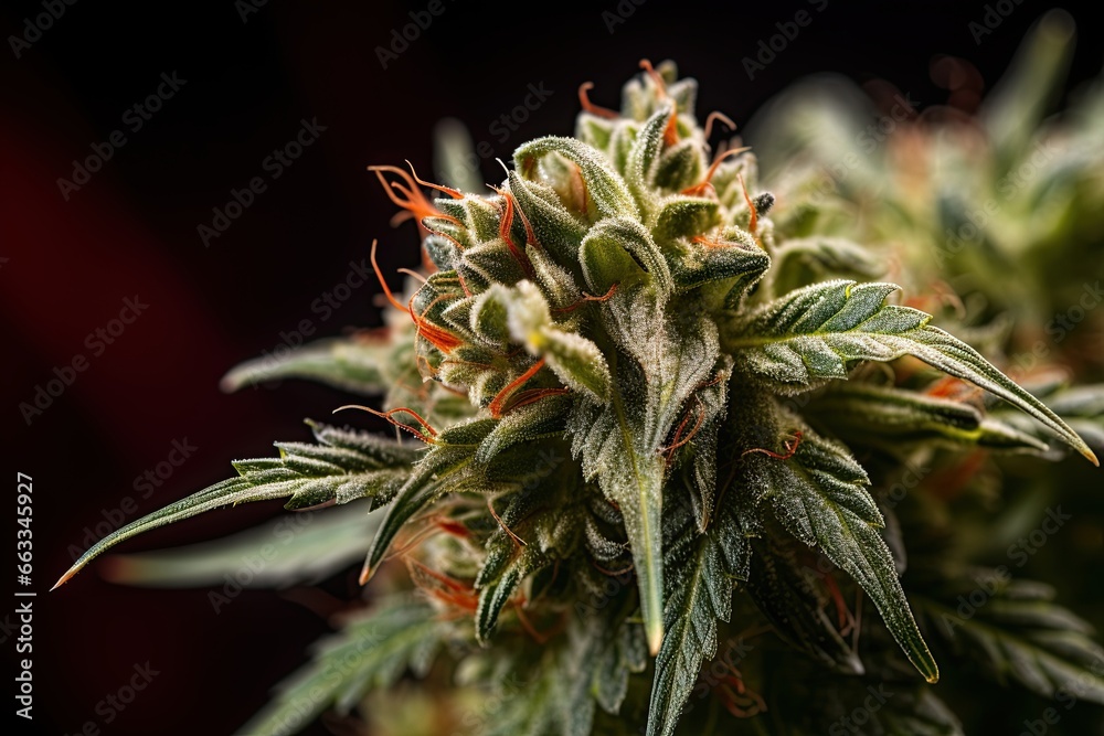 Cannabis bud. Marijuana bud high detail closeup macro shot. Ai generative