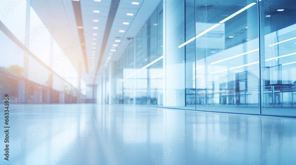Blurred empty open space office. Abstract light bokeh at office interior background for design. Blurred empty open space office. Abstract light bokeh at office interior background for design.