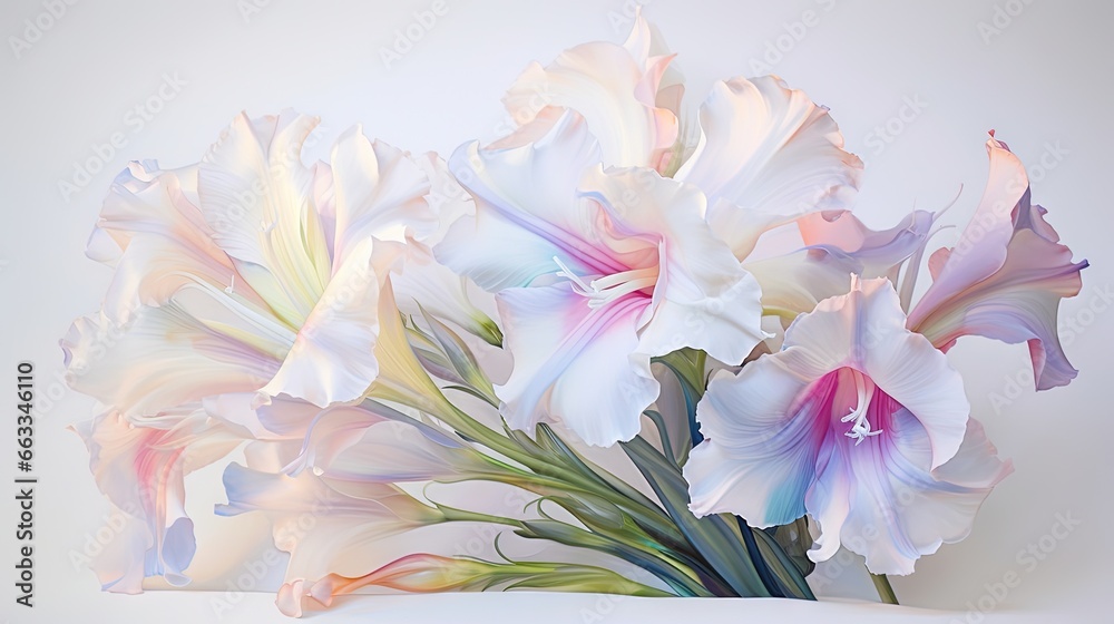  a bouquet of white and pink flowers on a white background.  generative ai