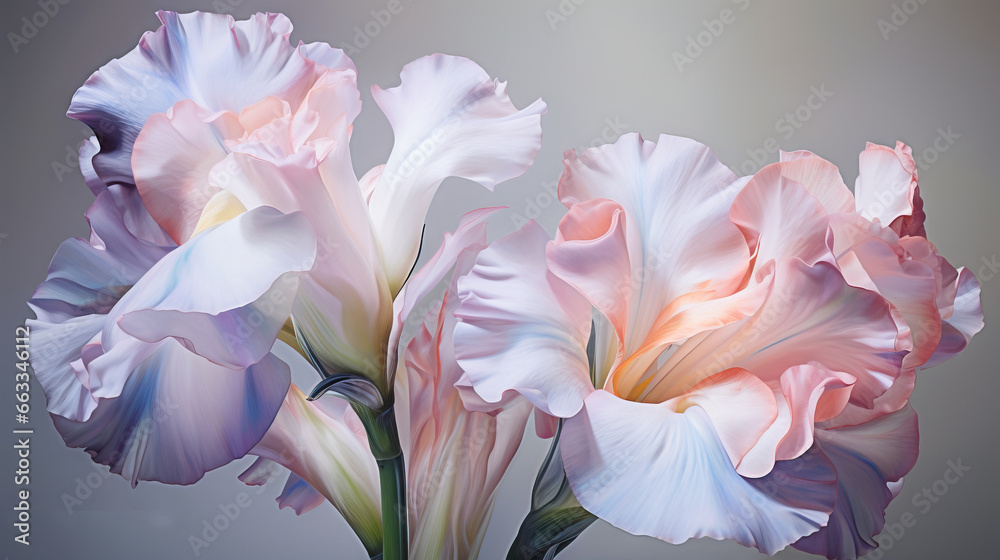  two pink and white flowers are in a vase on a table.  generative ai