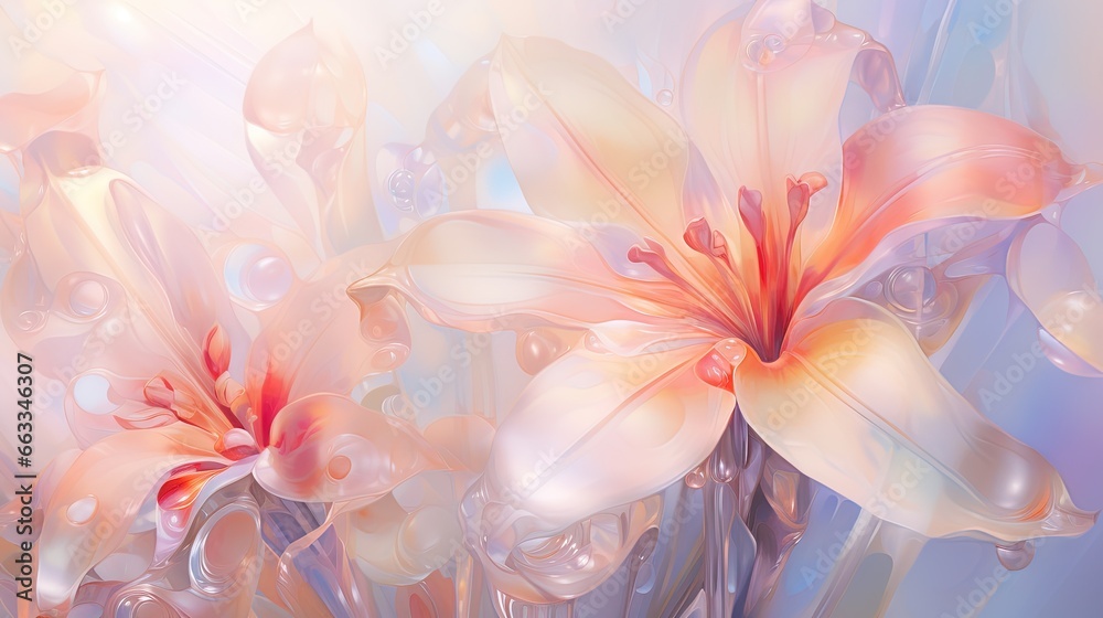 a close up of a bunch of flowers on a blue background.  generative ai