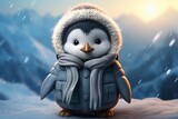 Adorable baby penguin dons snow coat, takes a confident stand