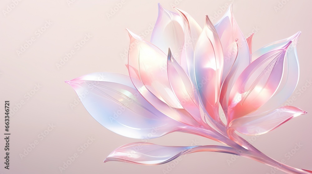  a pink and white flower on a pink background with a blurry effect.  generative ai