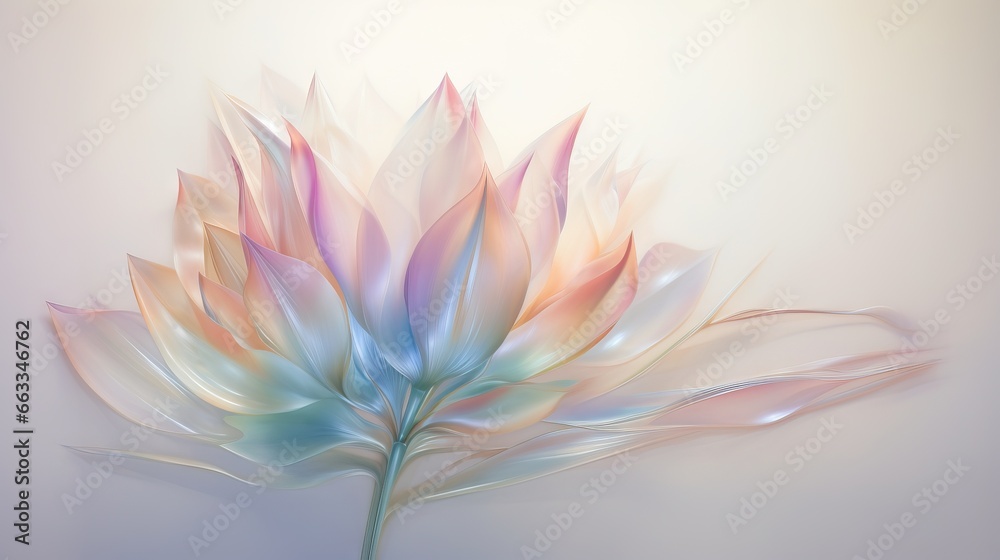  a colorful flower is shown on a white background with a blurry effect.  generative ai