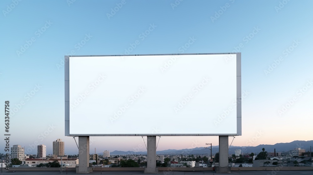 Fototapeta premium Image of blank billboard on a highway for advertisement, on spring sunny day.