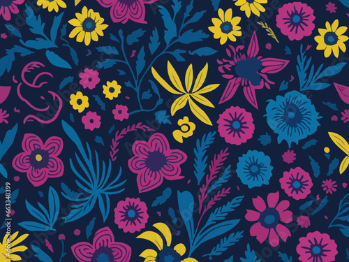 Vector illustrations depicting flowers geometric shapes and wild blooms