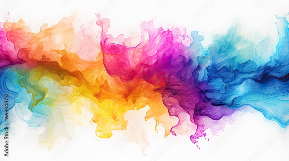 Full color rainbow watercolor paints isolated on white background.