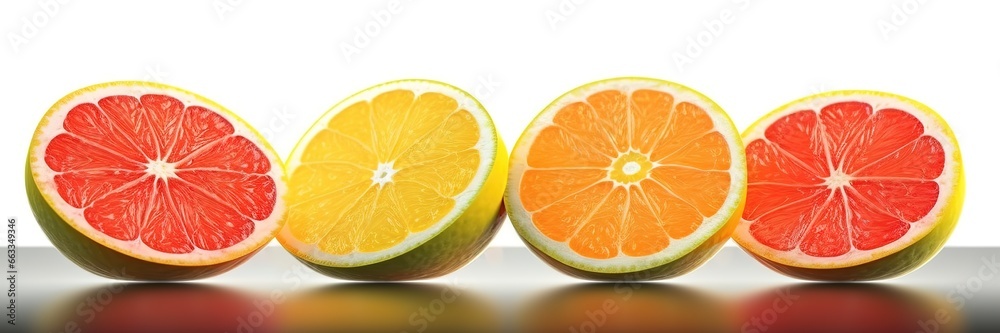 orange fruit slices on white background. generative AI orange fruit slices on white background. generative AI