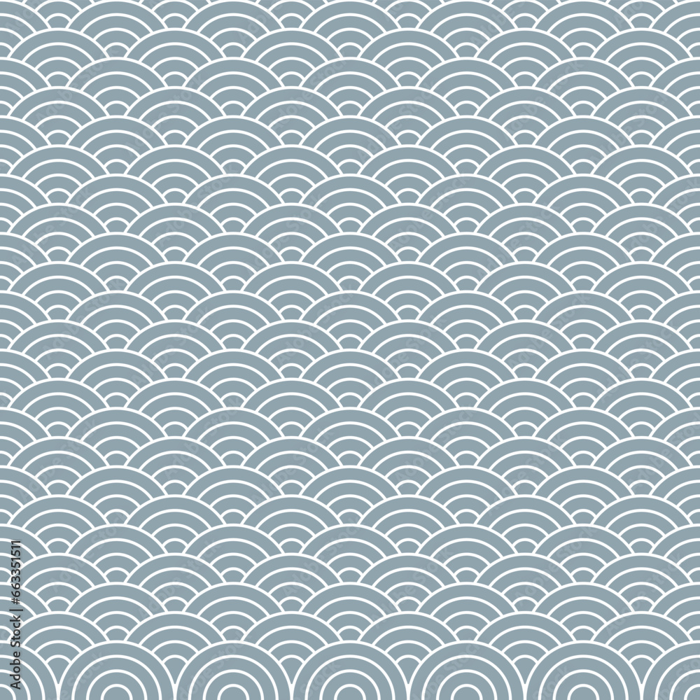 Grey Japanese wave pattern background. Japanese seamless pattern vector.  Waves background illustration. for clothing, wrapping paper, backdrop, background, gift card. 