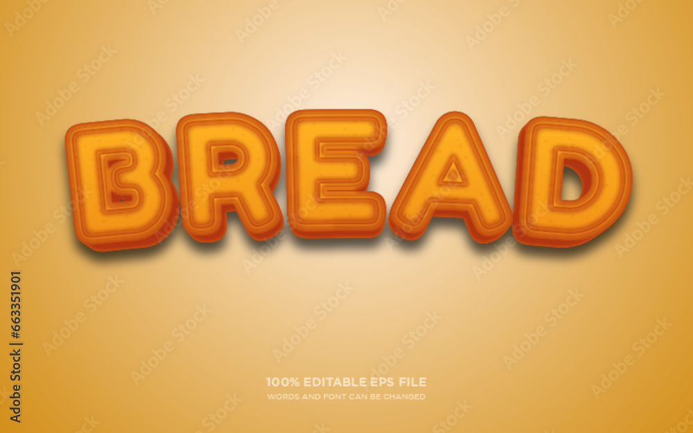 Bread 3D editable text style effect Bread 3D editable text style effect