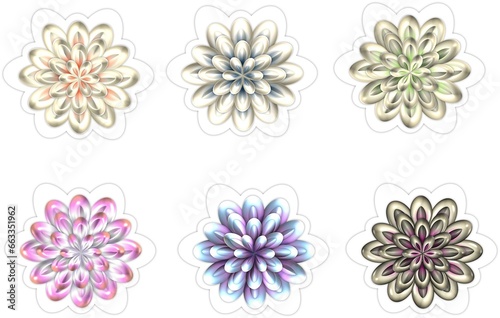 shiny colorful flowers stickers set6 © Selvi